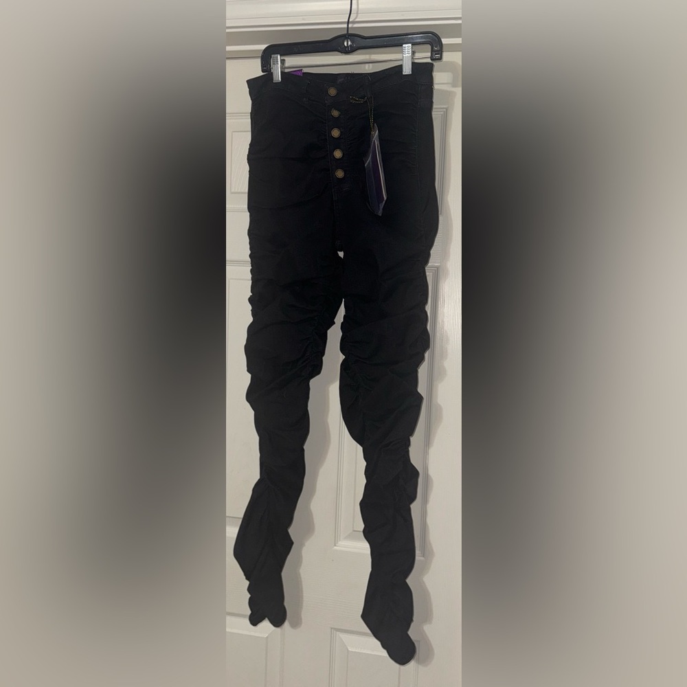 Purple Candy - Black High-Waisted Button-Up Jeans